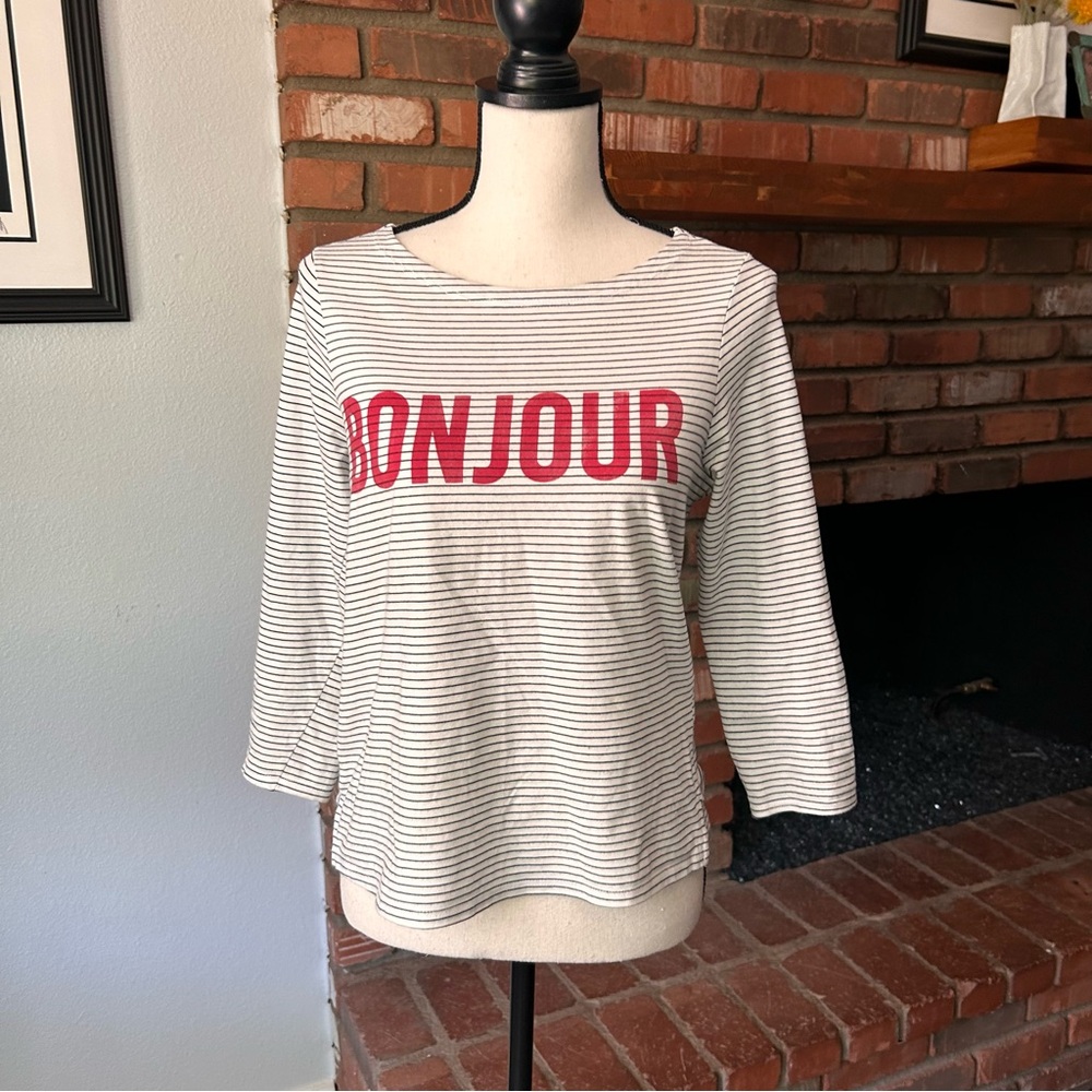 Cinq a Sept Maxine Bonjour Striped Cotton Top Sz S